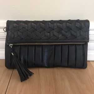 Black leather clutch